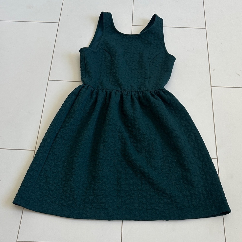 Everly Teal Textured Zip-Up back medium women’s dress